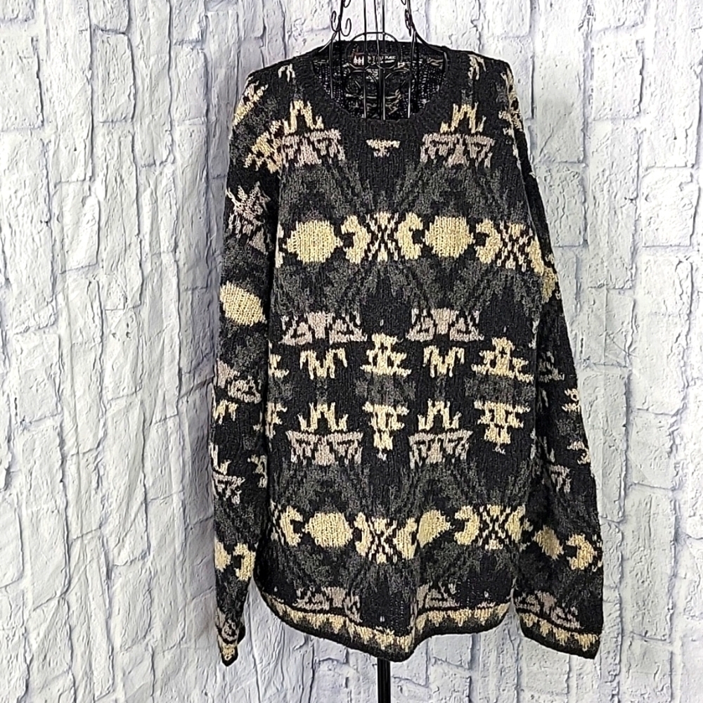 Banana Republic Men’s XL Fair‎ Isle Southwestern Pattern Sweater Gray Cream